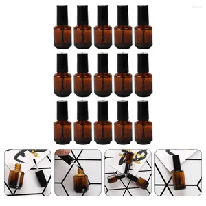 Bouteilles de rangement 15 pcs Verre de bouteille de vernis à ongles vide avec brosses