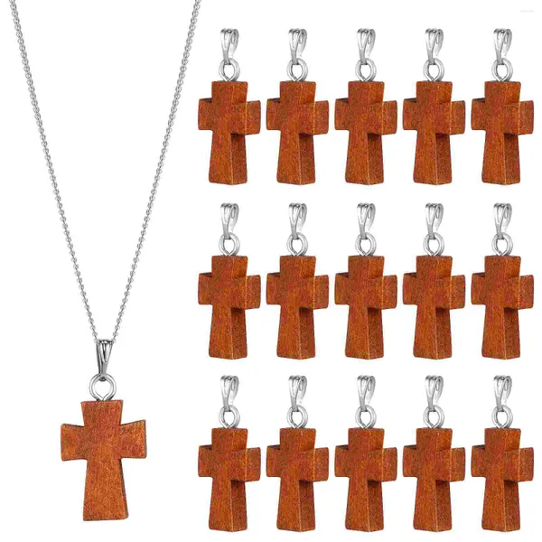Bouteilles de rangement 15 pièces porte-clés breloques collier pendentif croix fabrication de bijoux petit bricolage en forme de fournitures en bois Bracelet