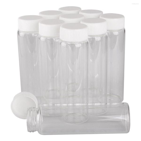 Bouteilles De Stockage 15 Pièces 90ml 37 120mm Verre Avec Des Bouchons En Plastique Blanc Conteneur D'épices Bocaux De Bonbons Flacon DIY Artisanat Pour Cadeau De Mariage