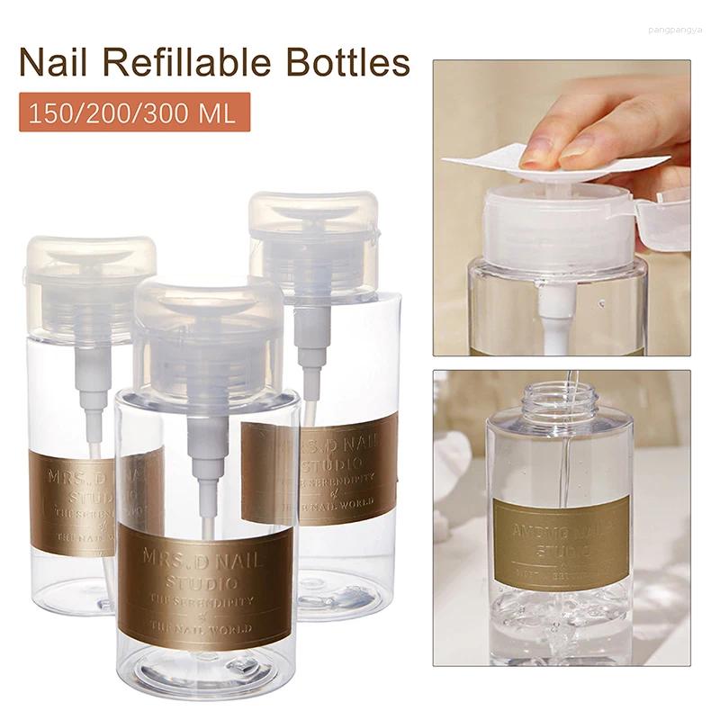 Storage Bottles 150/200/300ml Nail Refillable Empty Press Pump Dispenser Art Polish Remover Cleaner Makeup Bottle Manicure Tool