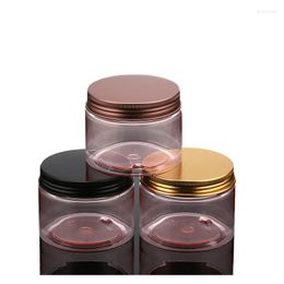 Opslagflessen 150 g heldere roze boter container 150 ml huisdier plastic emtpy 5.3oz hoogwaardige ronde pot zeepcontainers verpakking