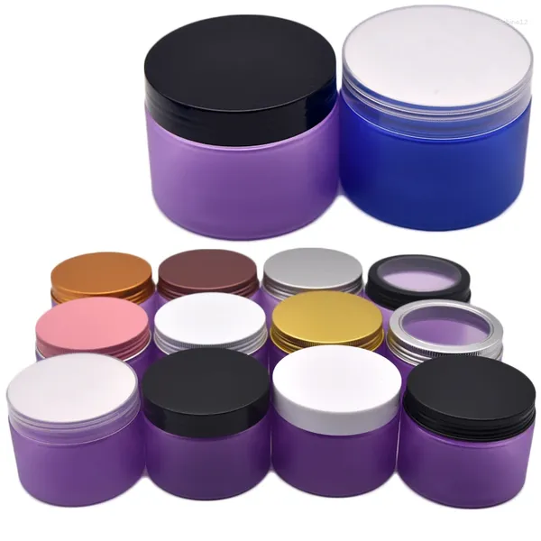 Bouteilles de rangement 150g Matte Purple Blue Pet Crème Jar Cosmetic Conterper Affichage Masque pour le visage Masque en plastique Pot