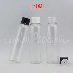Bouteilles de rangement 150 ml vide transparente bouteille en plastique à épaule plate ronde transparente 150cc Contage cosmétique de sous-coflotte