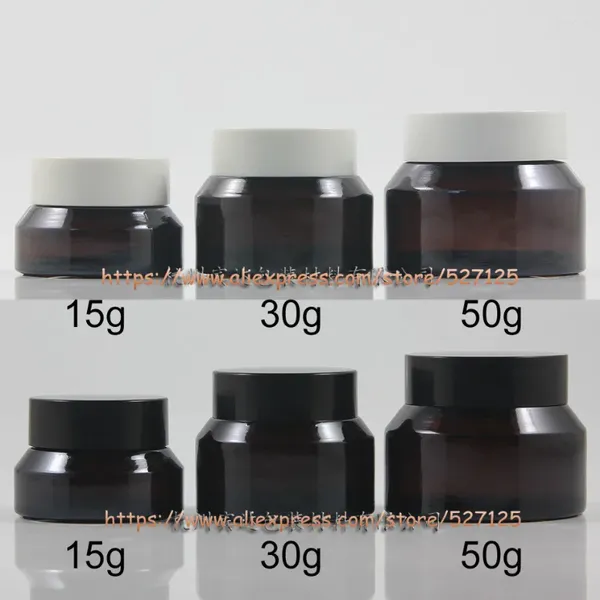 Bouteilles de rangement 15g 30g 50g Brun Amber Glass Crème Jar Cosmetic Eye Can Mask Pot Facial Lotion Tin Soins Conteneur d'emballage