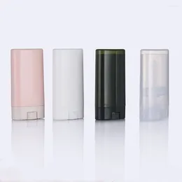 Bouteilles de rangement 15g plastique vide noir blanc transparent rose vert plat plat ovale stick déodorant tube de tube de tube 50pcs