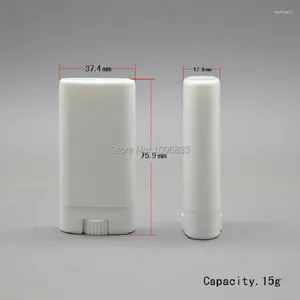 Opslagflessen 15 g lege plastic lipbuis ovale platte vorm witte transparante deodorant fles cosmetische verpakkingscontainer 50 stks/lot