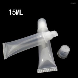 Garrafas de armazenamento 15 ML 30/50/100/200 peças Tubo de mangueira macio de plástico transparente para brilho labial Vazio Portátil Squeezable Recipiente recarregável para tinta labial