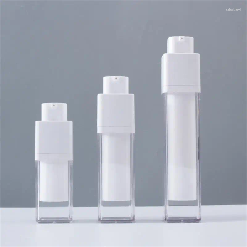 Förvaringsflaskor 15 ml 30 ml 50 ml luftlös pump kosmetisk behållare frostat dubbelskikt förtjockad fyrkantig lotion tom flaska