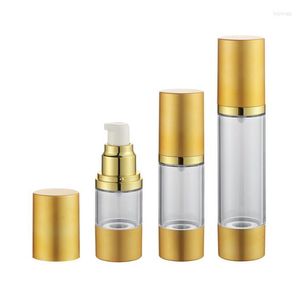 Opslagflessen 15 ml 30 ml 50 ml zilvergouden hoogwaardige navulbare draagbare draagbare airless pompdispenser fles voor reisslotion SN376