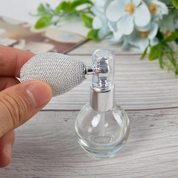 Bouteilles de stockage 15ml ballon AirBag bouteille de parfum vaporisateur atomiseur rechargeable rond luxe Portable Transparent verre vide