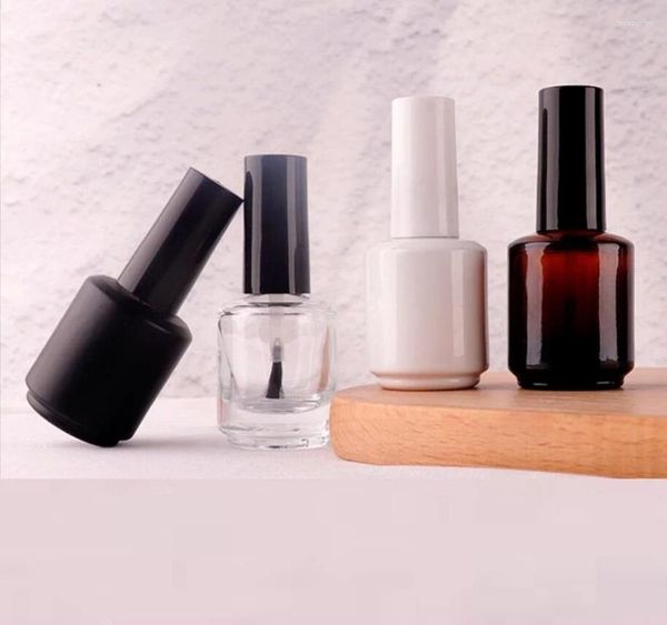 Botellas de almacenamiento 15 ml de vidrio negro /blanco Botella negra Polcha de uñas /esmalte /arte esencial Aceite cosmético Embalaje