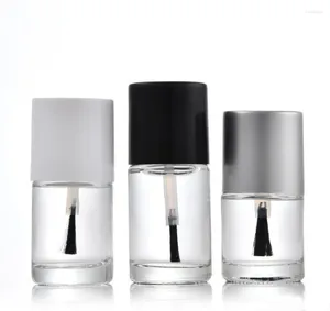 Bouteilles de rangement 15 ml bouteille en verre rond transparente Brosse noire vernis à ongles vernis à ongles art nutriment nutriment Essence huile Récipient pour l'emballage cosmétique