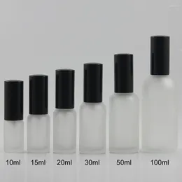 Opslagflessen 15 ml cosmetische lotionfles met dispenser en zwarte aluminium dop leeg 0,5 oz GLSS voor serum