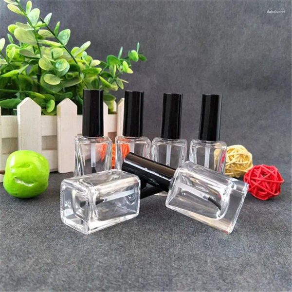 Bouteilles de rangement 15 ml d'huile de vernis à ongles en verre transparent vide spécial avec pinceau couvercle emballage cosmétique F20241625