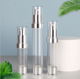 Bouteilles de stockage 15ml20ml30ml Silver Airless Bottle Press Pump Lotion Emulsion Serum Hyaluronic Toner Foundation Soins de la peau Emballage cosmétique