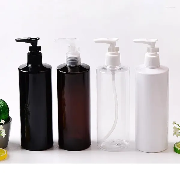 Botellas de almacenamiento 15 unids 400 ml Vacío Negro Botella de plástico transparente con bomba de loción para gel de ducha Jabón líquido Champú Cosméticos Embalaje