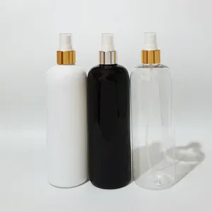 Bouteilles de stockage 15pcs 500ml vide maquillage réglage pompe de pulvérisation bouteille en plastique avec collier en aluminium doré 500cc parfum cosmétique conteneur pour animaux de compagnie