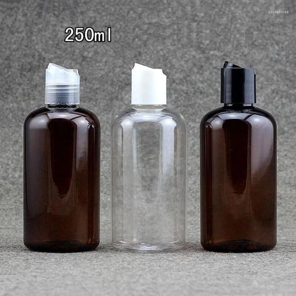 Botellas de almacenamiento 15 unids/lote envase cosmético de plástico ámbar 250 ml botella de bomba de loción para mascotas champú vacío subembotellado aceites esenciales