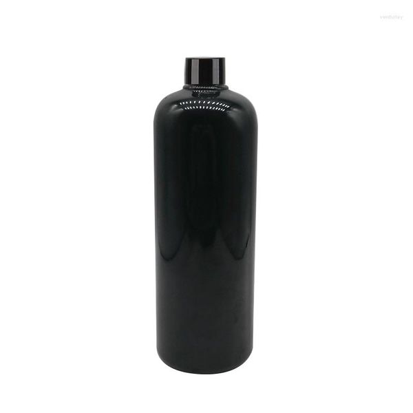 Botellas de almacenamiento 15pcs Blanco Negro Claro Marrón Azul Botella de champú de plástico vacía con tapón de rosca 17 Oz PET Aceite esencial