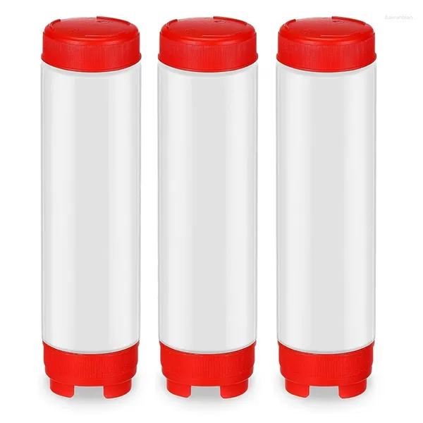 Bouteilles de stockage 16 oz en plastique, distributeur à grande valve à pointe rechargeable pour sauces ketchup