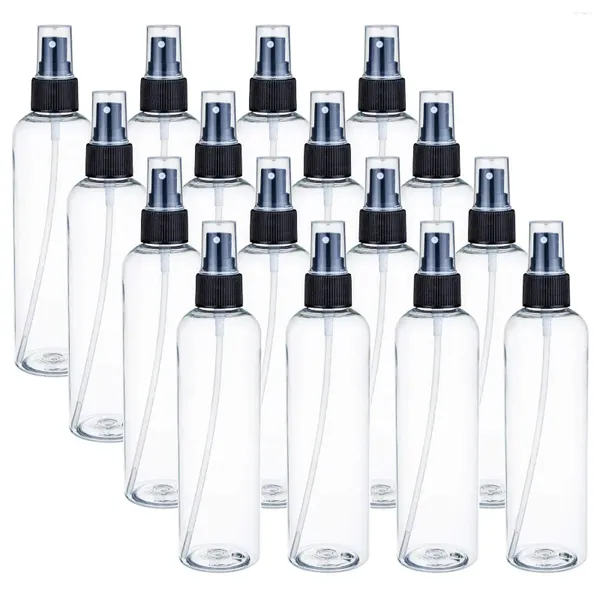 Botellas de almacenamiento 16 paquete 8 oz de plástico spray transparente de niebla fina vacío con tapa de bomba aceites esenciales perfumes