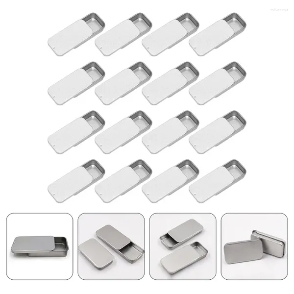 Bouteilles de stockage 16 pièces boîte push-pull boîte en étain conteneur de maquillage pot de bonbons petites boîtes en aluminium