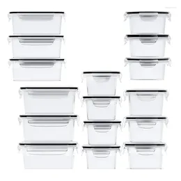 Bouteilles de stockage 16 pièces contenants alimentaires hermétiques avec couvercles (16 et 16 couvercles) en plastique