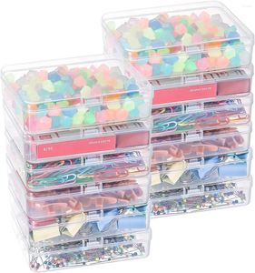 Bouteilles de rangement 18 pack mini conteneurs en plastique transparent avec couvercles boîtes à charnière vides pour perles outils de bijoux