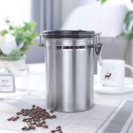 Bouteilles de stockage 1800 ml sucre grain de café cuisine en acier inoxydable scellé peut bocal sous vide conteneur de thé maison bidon avec cuillère