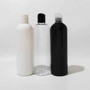 Opslag Flessen 18 stks 400 ml Zwart Wit Clear Lege Plastic Container HUISDIER Reizen Fles Met Disc Top Cap douchegel Shampoo Vloeibare Zeep
