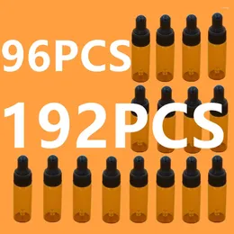 Opslagflessen 192 stks 8 stks/pack 5ml Mini Amber Glass Dropper Bottle voor etherische olie met cosmetische lege containers