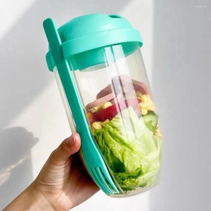 Opslag Flessen 1L Draagbare Salade Cup Gezonde Maaltijd Shaker Lunchbox Kinderen Ontbijt Kom Met Vork Voedsel Yoghurt Havermout Melk kopjes