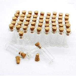 Botellas de almacenamiento 1ml 10pcs Mini Frascos de vidrio Mason Jar Mensaje Viales Cork DIY Botella Pequeño Tapón Transparente