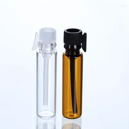 Bouteilles de rangement 1 ml 2 ml en verre transparent comprimé Mini Stick Stick Essential Huile Inner Stopper Échantillon d'ambre Utiliser le parfum sous vide