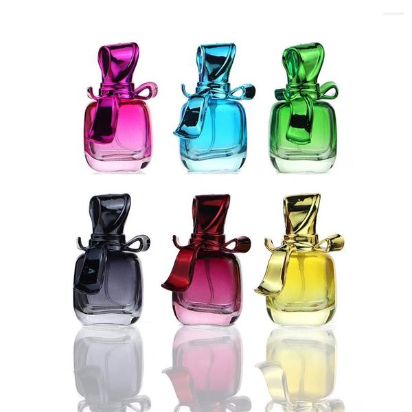Bouteilles de rangement 1pc 15 ml en verre de parfum portable bouteille vide vide vapeur atomiseur cosmétique multicolore bowknot rechargeable