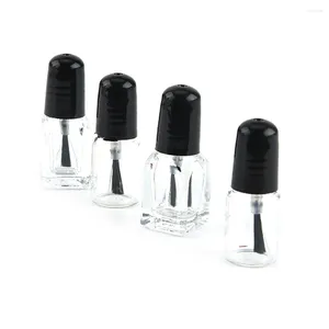 Bouteilles de rangement 1pc 2/3 ml bouteille de vernis à ongles en verre transparent vide avec des contenants cosmétiques de pinceau de couvercle