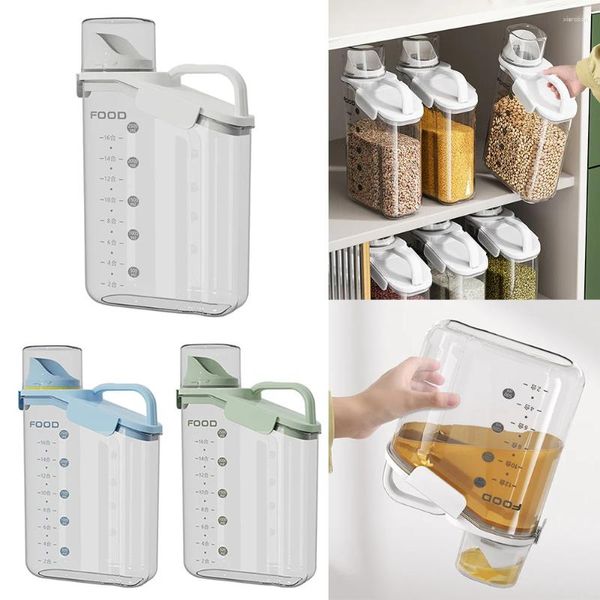 Botellas de almacenamiento 1 unid 2800 m Contenedor de alimentos de plástico Cereales Tarro Organizador de cocina Ecológico Tanque de granos secos con accesorio de tapa