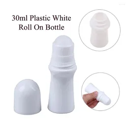 Bouteilles de rangement 1pc 30 ml en plastique roule blanc sur bouteille vide rement déodorant contenants avec récipient cosmétique de voyage à balle à rouleaux