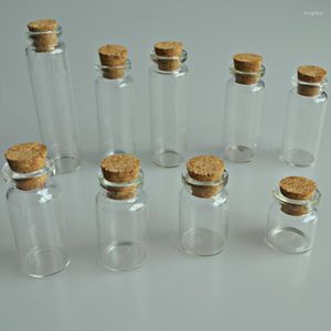 Botellas de almacenamiento, 1 unidad, 4ml-15ml, 22mm de diámetro, vacías y de corcho, pequeño embalaje decorativo, vidrio transparente
