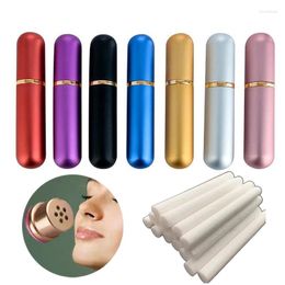 Bouteilles de rangement 1PC 5 ml d'inhalateur nasal en aluminium coloré avec des mèches de coton blanc de haute qualité pour les huiles essentielles