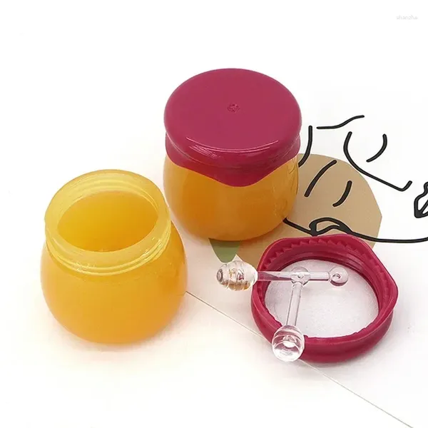 Bouteilles de stockage 1pc 5ml miel portable brillant à lèvres bouteille vide mignon conteneur en plastique en forme de pot réutilisable avec petite cuillère rechargeable