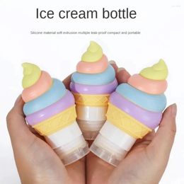 Bouteilles de rangement 1pc 60/80/100 ml en silicone rechargeable bouteille de bouteille de dessin animées de crème glacée