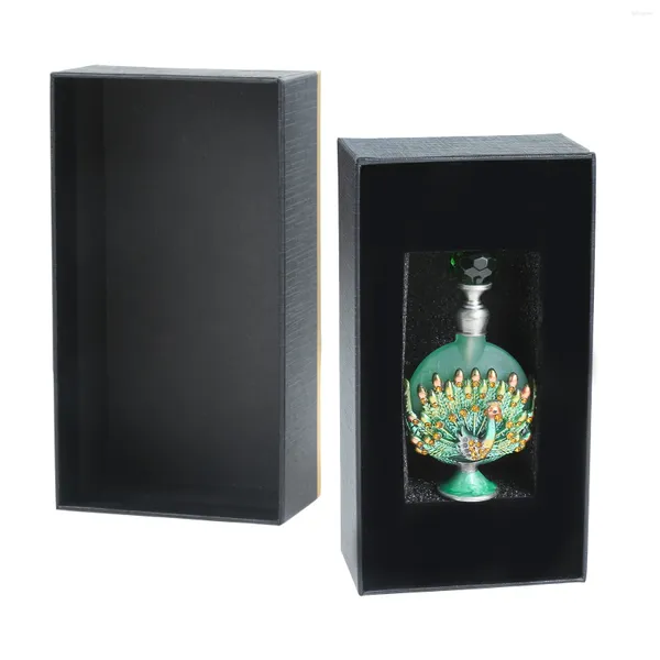 Bouteilles de rangement 1pc 7ml paon de parfum vide bouteille en métal en métal décoration décoration émeraude casquette verte en verre vert dripper