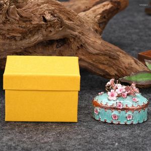Bouteilles de stockage 1pc fleurs de cerisier bibelot boîte Vintage fleur émail bijoux étui à la main créatif cadeau maquillage conteneur accessoires