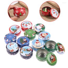 Bouteilles de rangement 1pc Boîte de Noël Box en métal Pot de bougies avec couvercle 2.2 oz bougies faites à la main Making Container Mini Tin petit cadeaux pour les enfants