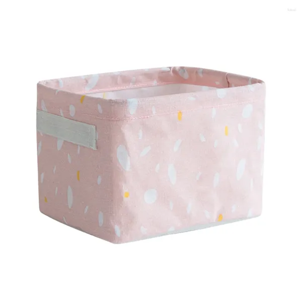 Bouteilles de rangement 1 pièce, panier en coton et lin, jouets, articles divers, cosmétiques, conteneur de bureau polyvalent rose