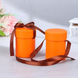 Opslagflessen 1Pc Franse Oranje Cilinder Sjaal Lint Geschenkdoos Set Boutique Bij voorkeur Hoge kwaliteit