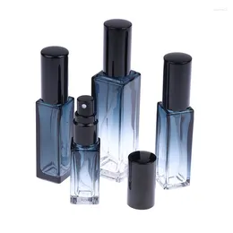 Botellas de almacenamiento 1 PC Gradiente Blue Perfume Bottle 5ml 9ml 20ml Spray Atomizador de vidrio vacío Cosmética