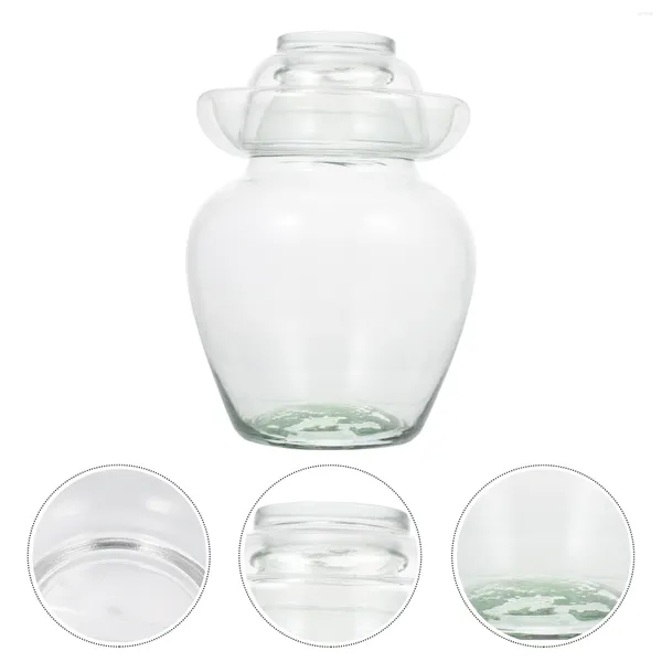 Bouteilles de stockage 1pc grande capacité cornichon pot de légumes scellé boîte de nourriture en verre pour la cuisine (transparent)