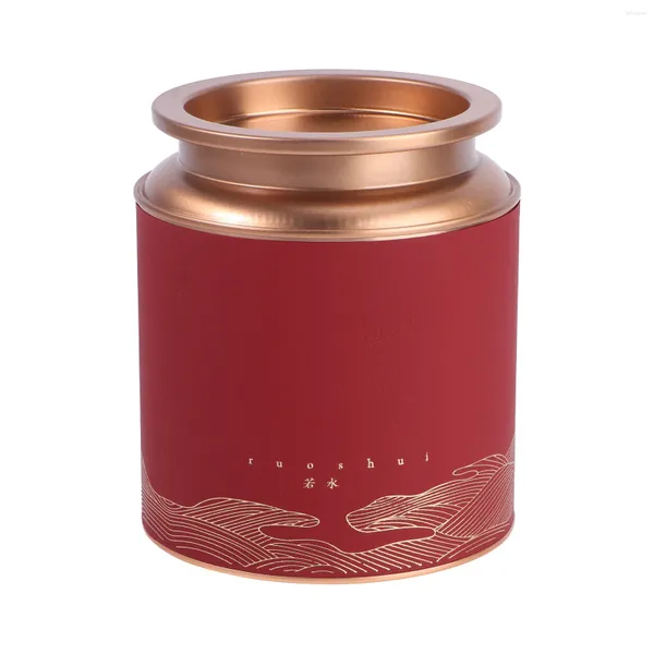 Bouteilles de stockage 1PC thé cylindrique scellé couvercle en métal et qualité intérieure (rouge)